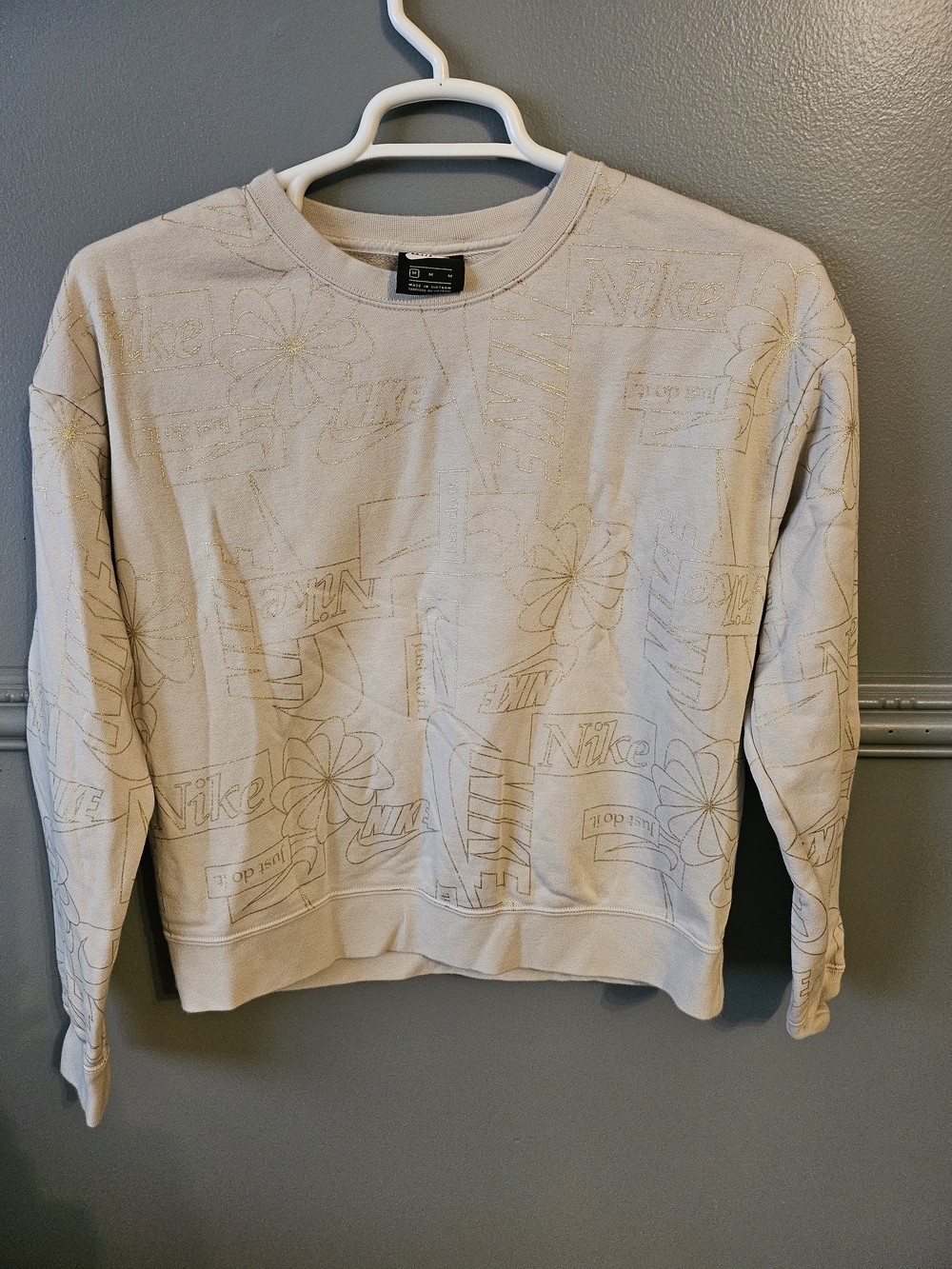 Nike Beige with Gold Graphic Crewneck Sweatshirt